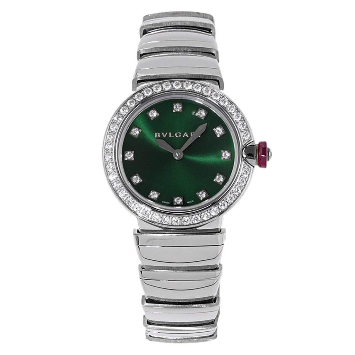Lvcea Emerald Green Dial in Steel with D1am0nd Bezel
