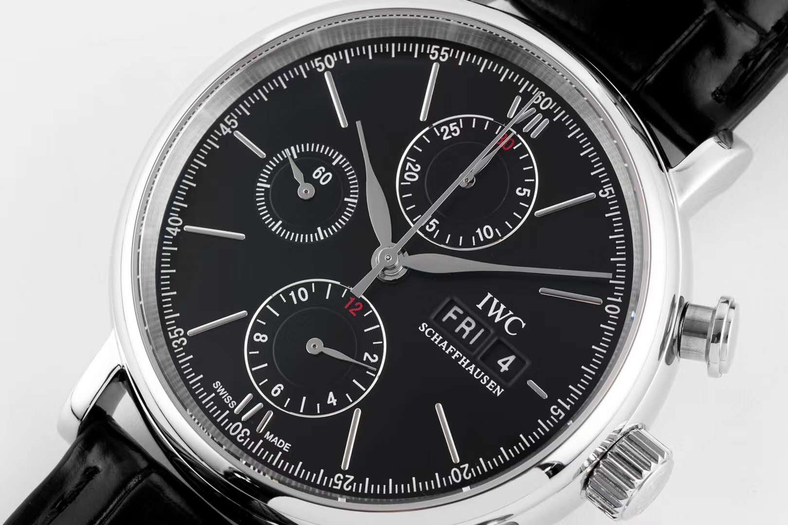 Portofino Chronograph IW391029 Edition “150 Years” Black Dial in Steel