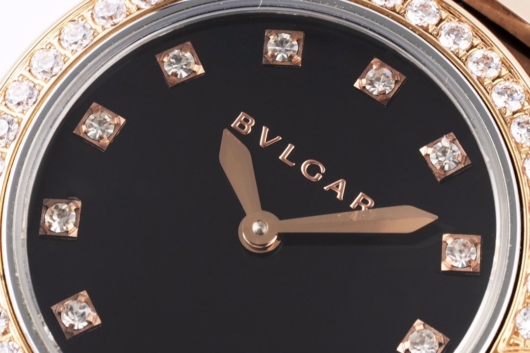 Lvcea Black Dial in Rose Gold/Steel with D1am0nd Bezel