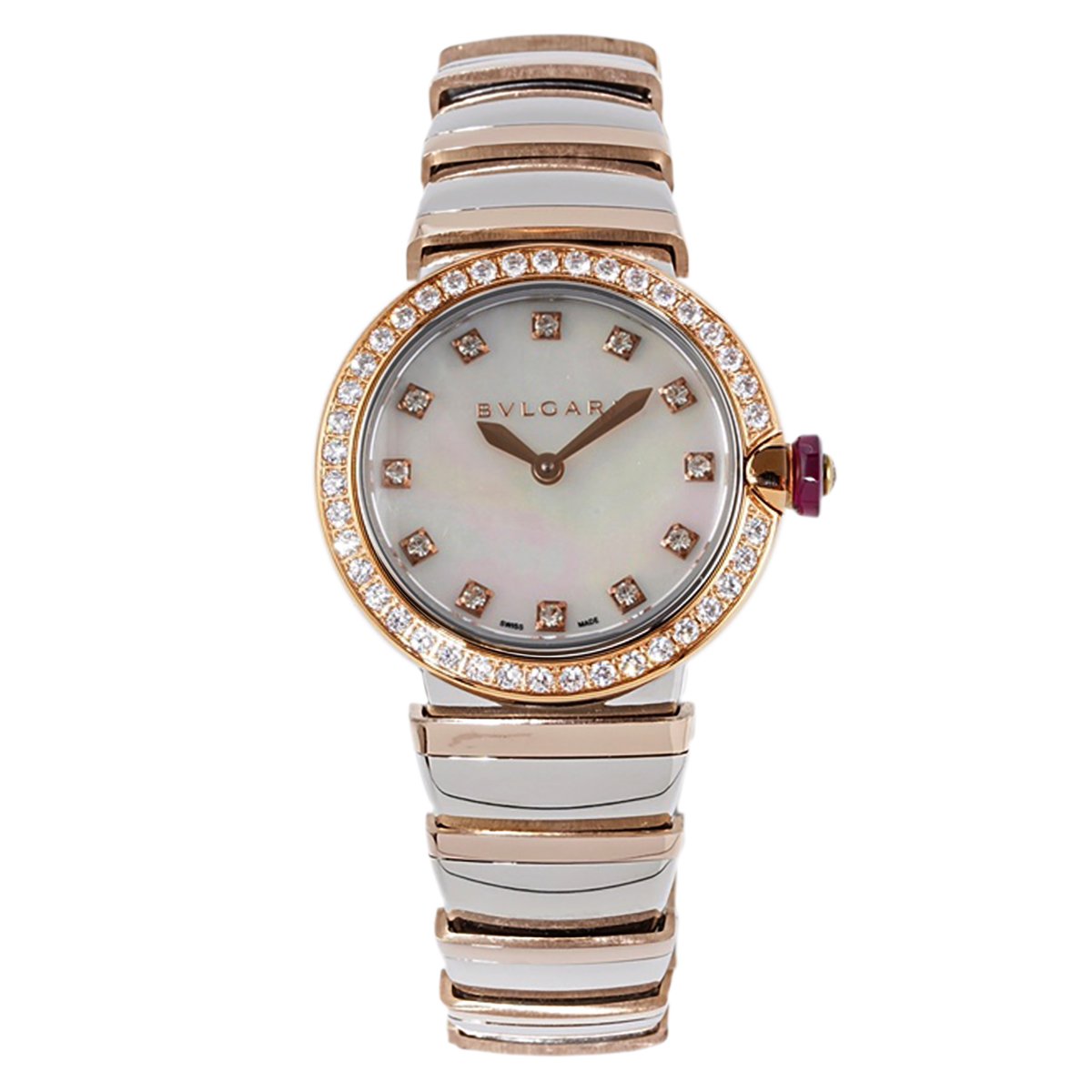 Lvcea MOP Dial in Rose Gold/Steel with D1am0nd Bezel