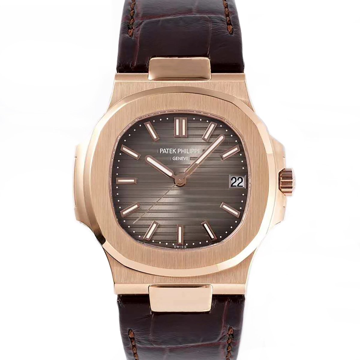 Nautilus Jumbo 5711 Brown Dial in Rose Gold with Brown Leather Strap