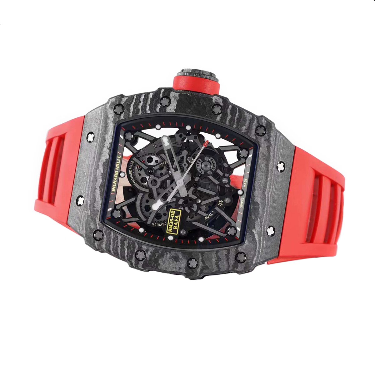 RM 035-02 Rafael Nadal NTPT Carbon on Red Rubber Strap