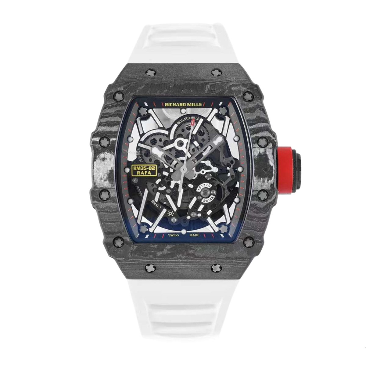 RM 035-02 Rafael Nadal NTPT Carbon on White Rubber Strap