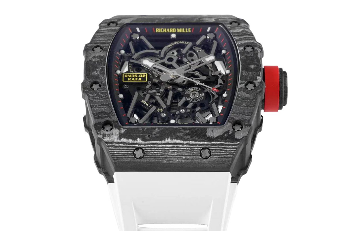 RM 035-02 Rafael Nadal NTPT Carbon on White Rubber Strap