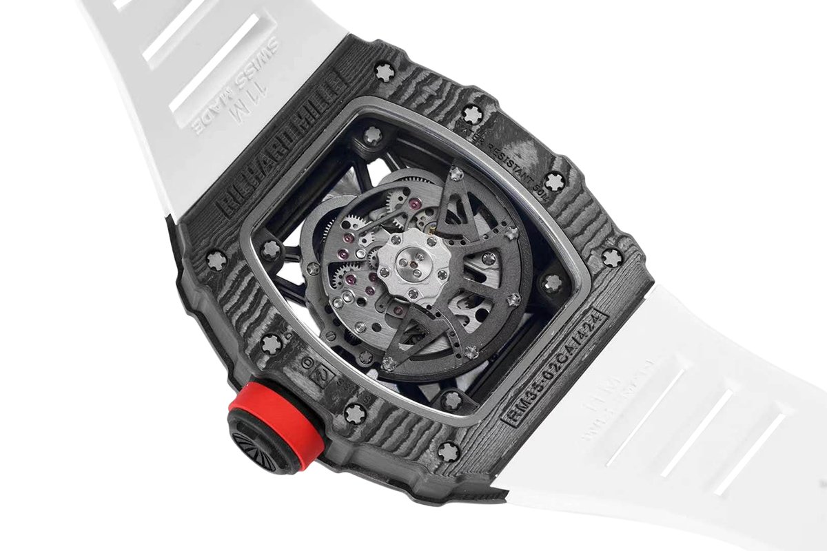 RM 035-02 Rafael Nadal NTPT Carbon on White Rubber Strap