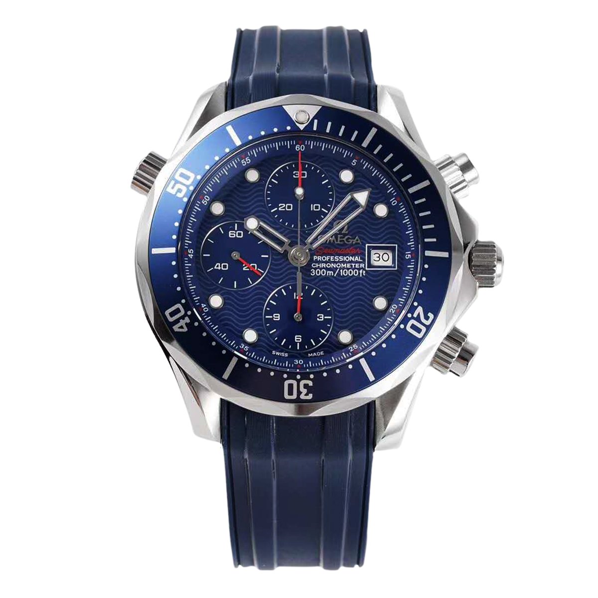 Seamaster Diver 300m Chronograph Blue Dial on Rubber Strap