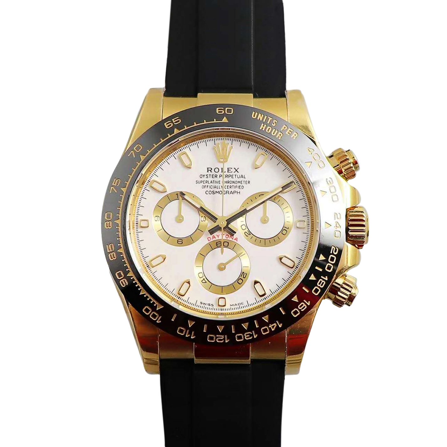 Daytona 116518LN White Dial in Yellow Gold