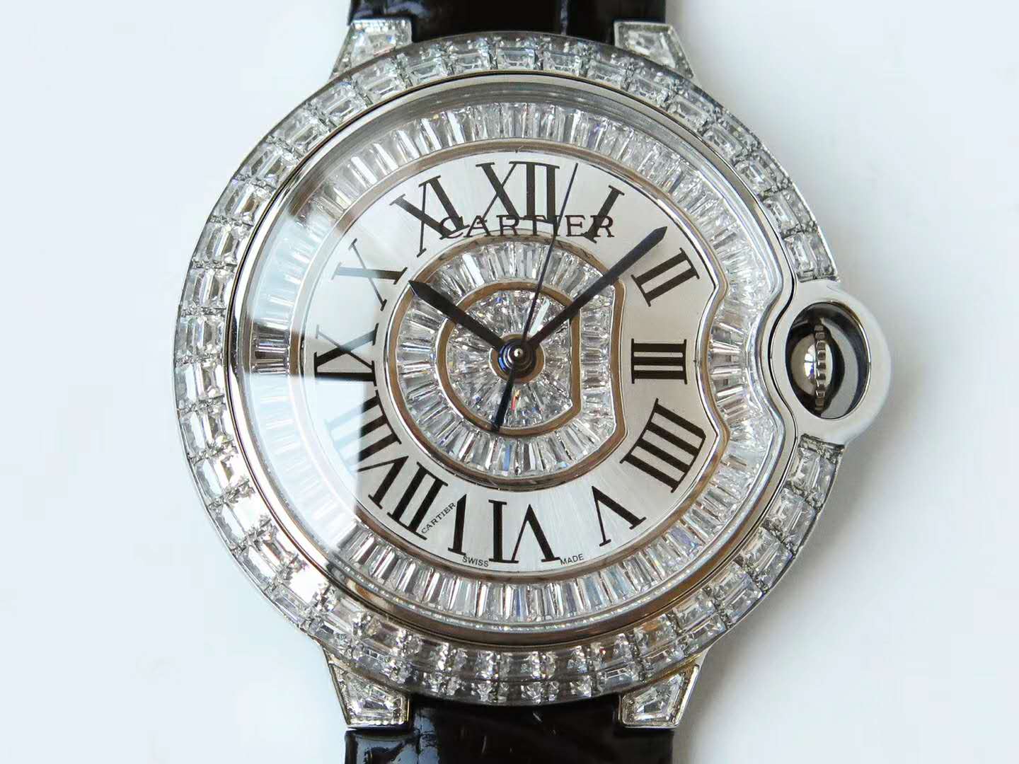 Ballon Bleu de Ca*t1er 42mm White Dial with D1am0nds in Rose Gold
