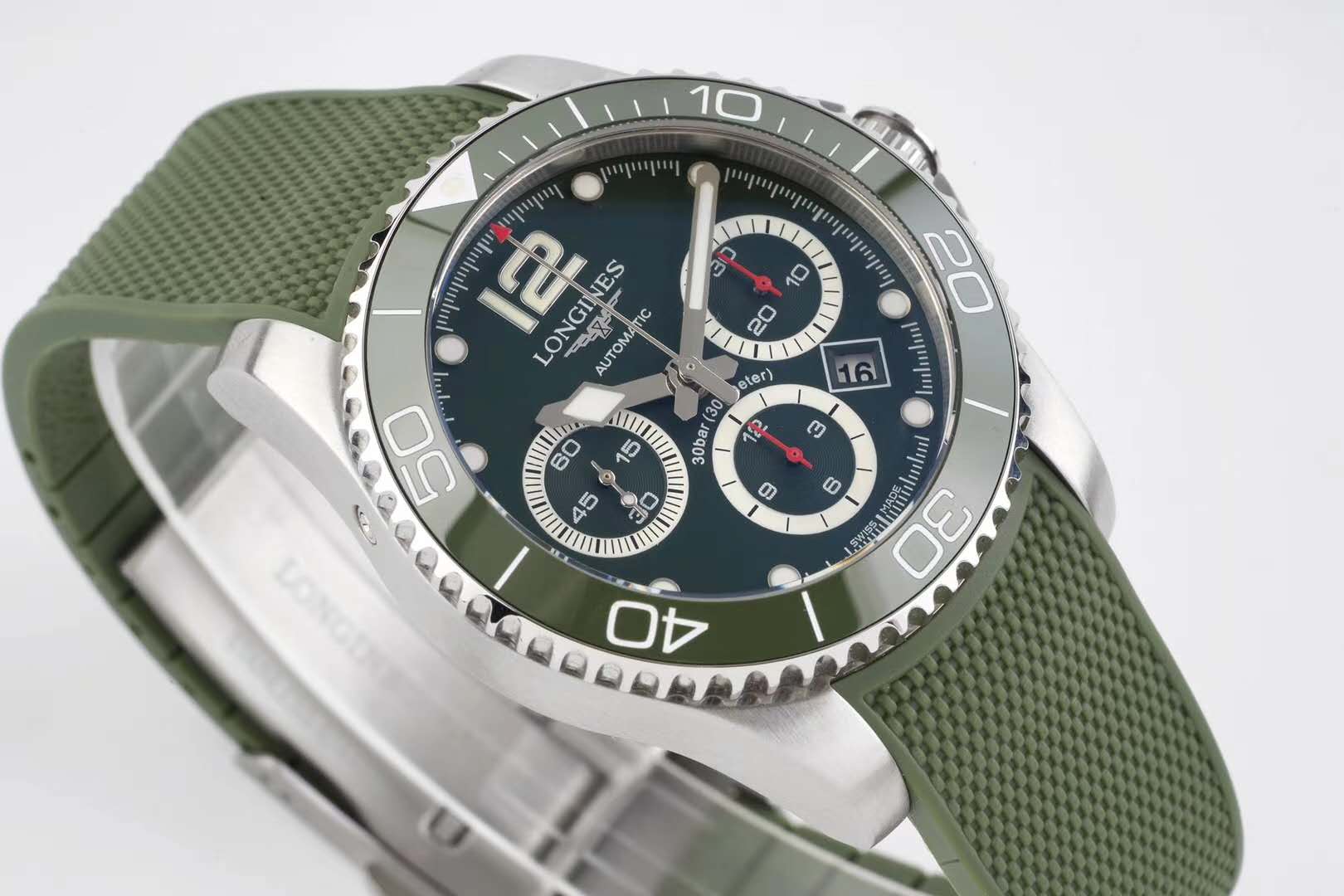 Hydroconquest Green Dial on Rubber Strap