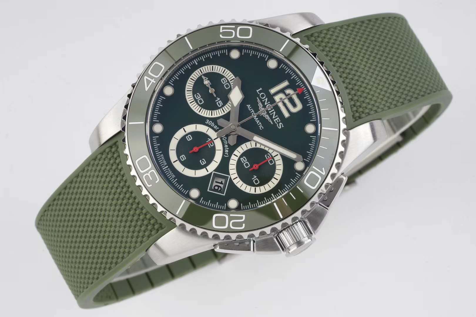 Hydroconquest Green Dial on Rubber Strap