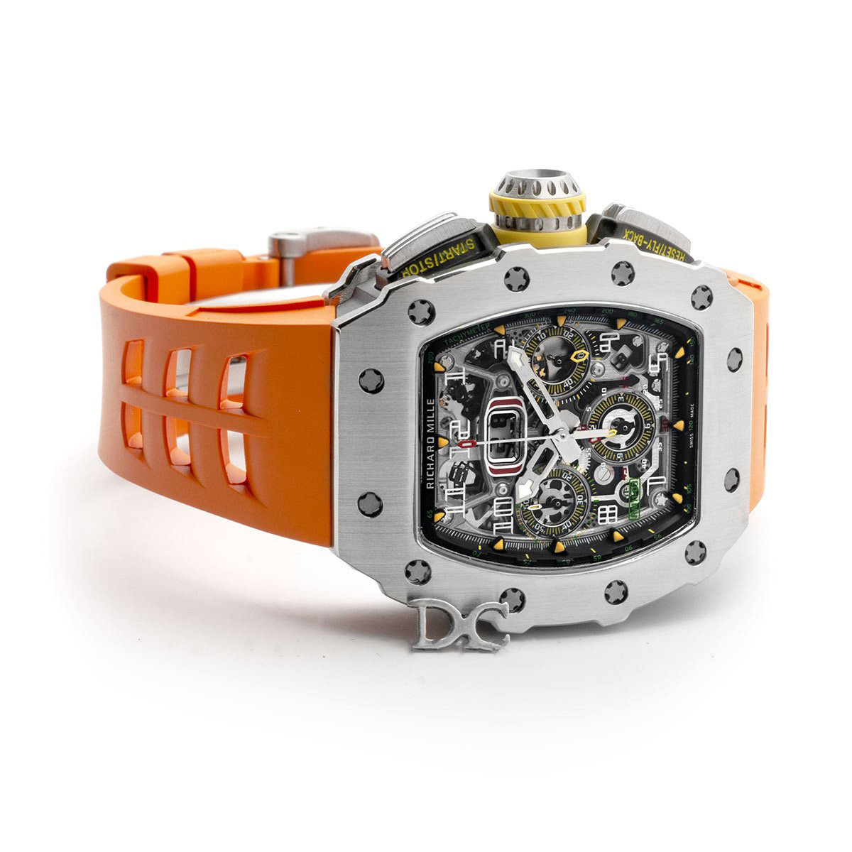 RM 011-03 Automatic Flyback Chronograph in Titanium on Orange Rubber