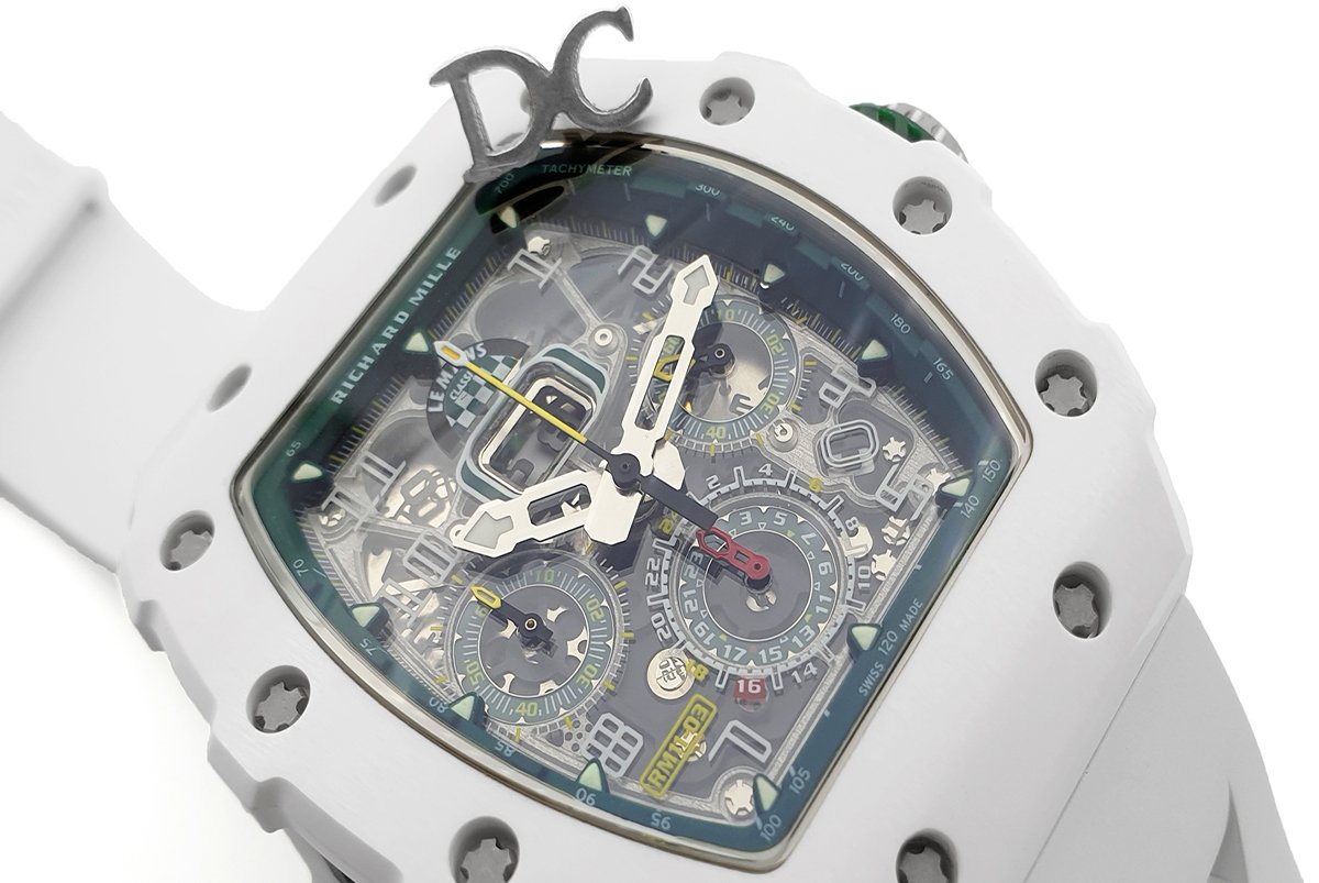 RM 011 Saint Tropez Polo Club White ATZ Ceramic and Titanium on White Rubber Strap