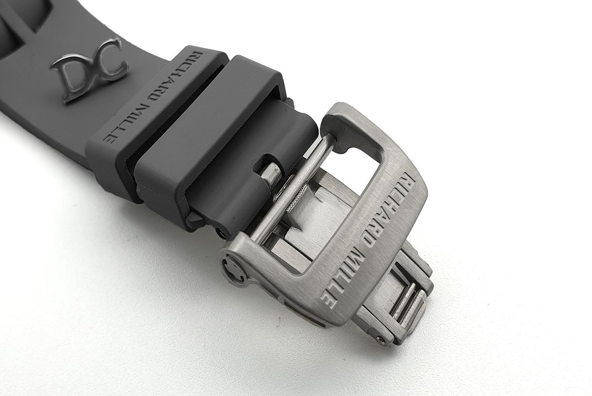 RM 011 Saint Tropez Polo Club White ATZ Ceramic and Titanium on Grey Rubber Strap