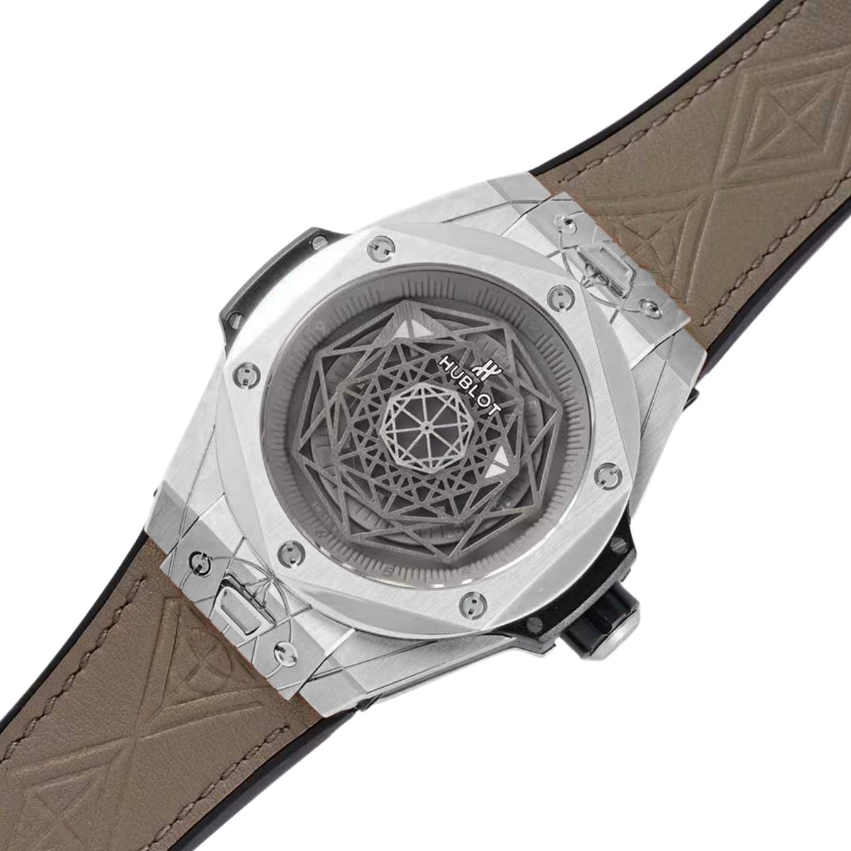 Big Bang Unico Sang Bleu in Steel on Brown Leather Strap