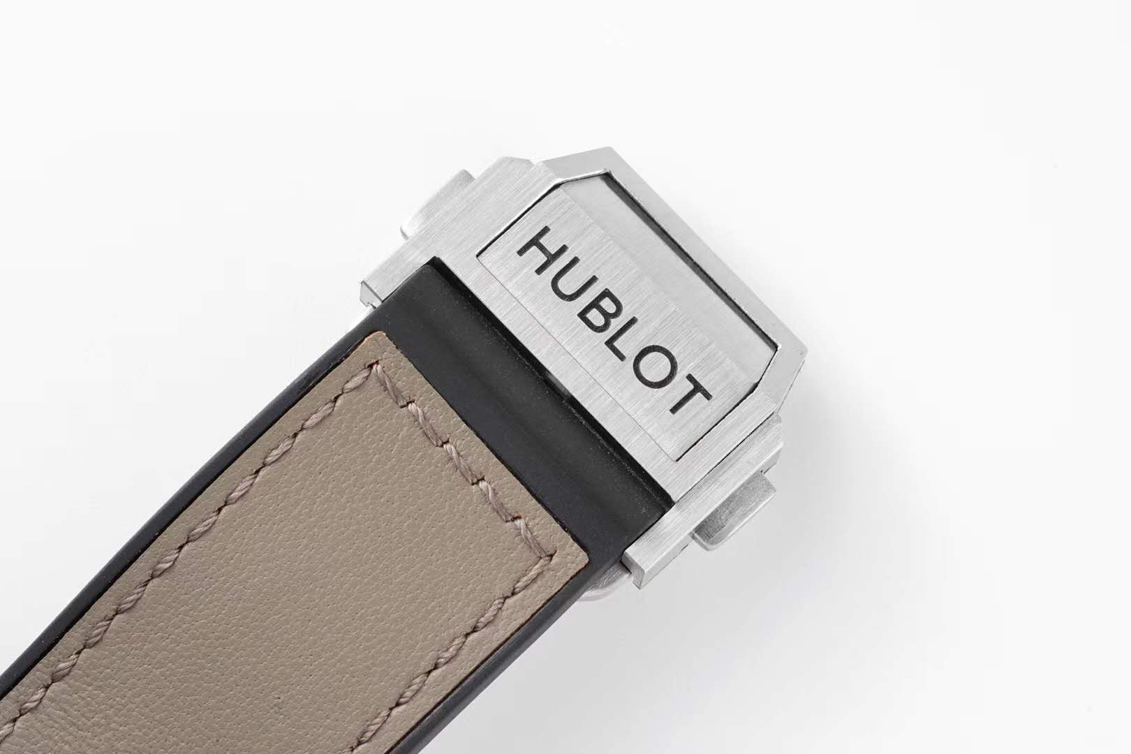 Big Bang Unico Sang Bleu in Steel on Brown Leather Strap