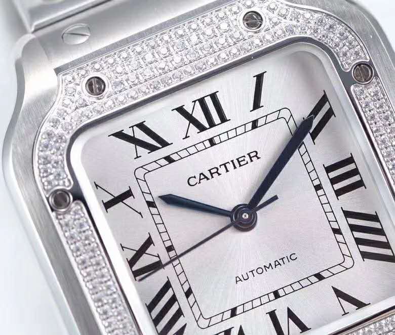 Santos de Ca*t1er White Dial with D1am0nd Bezel in Steel