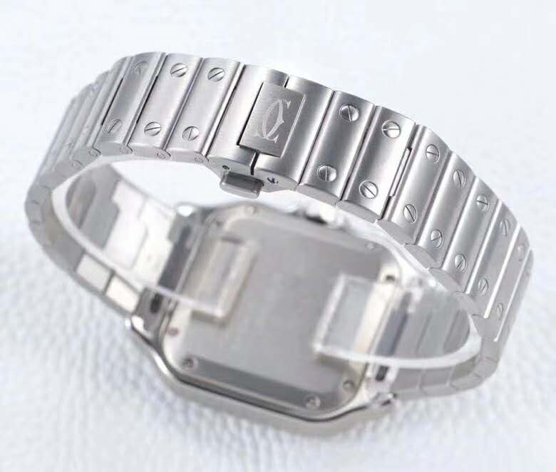 Santos de Ca*t1er White Dial with D1am0nd Bezel in Steel