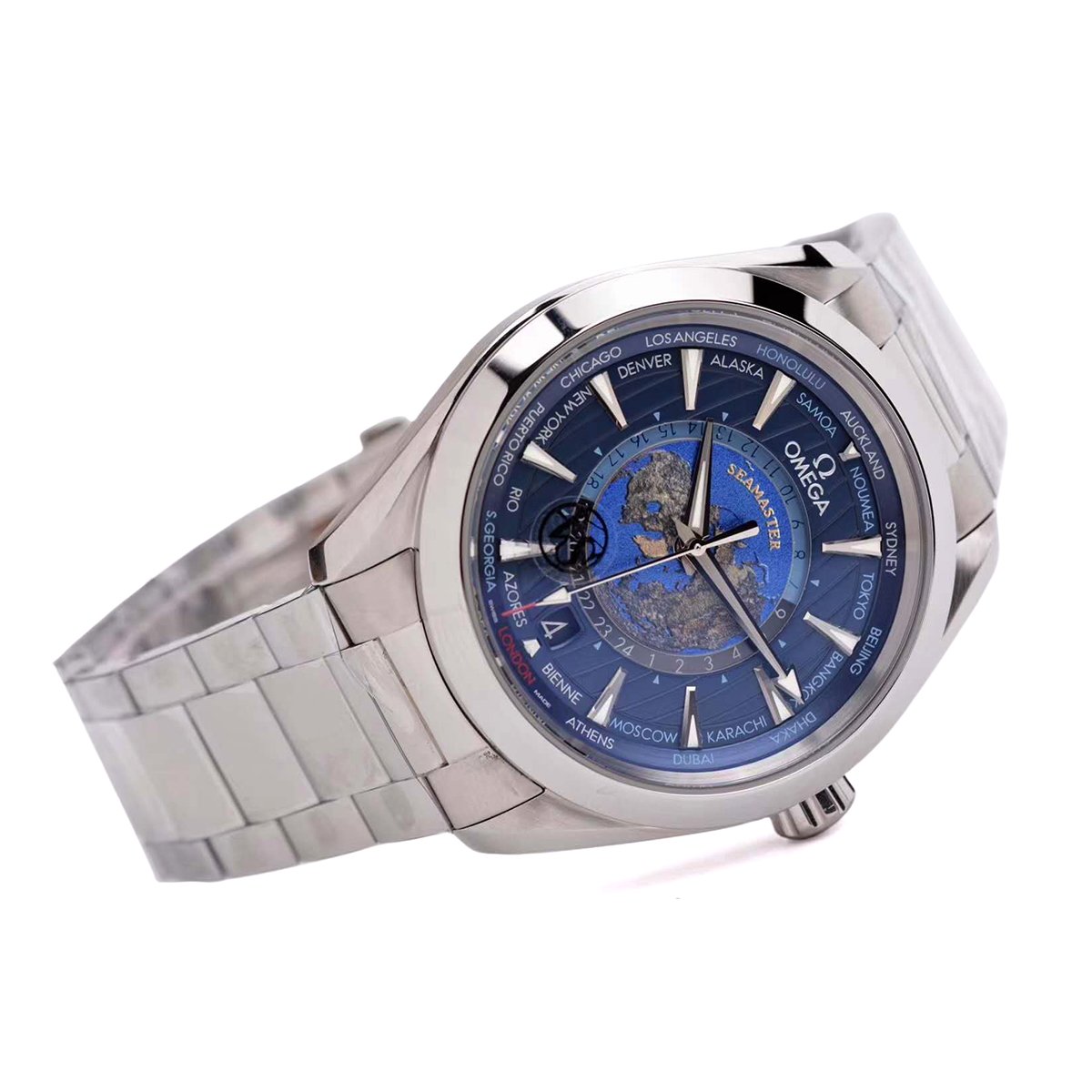 Seamaster Aqua Terra Worldtimer Master Chrononometer Blue Dial on Bracelet