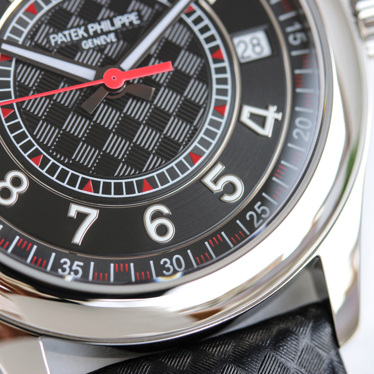 Calatrava 6007G-001 Red Black Dial in White Gold