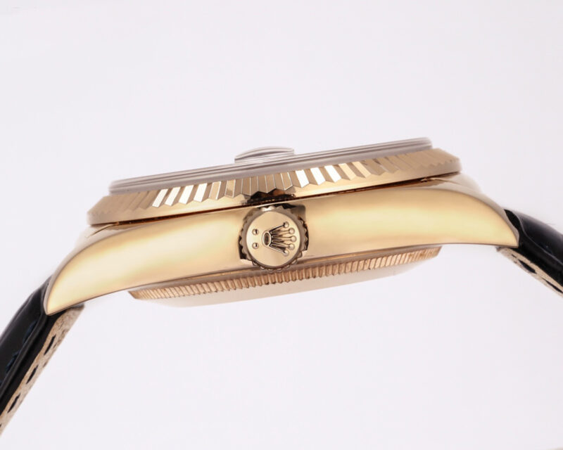 Day-Date 40 Black Dial in Rose Gold on Leather Strap