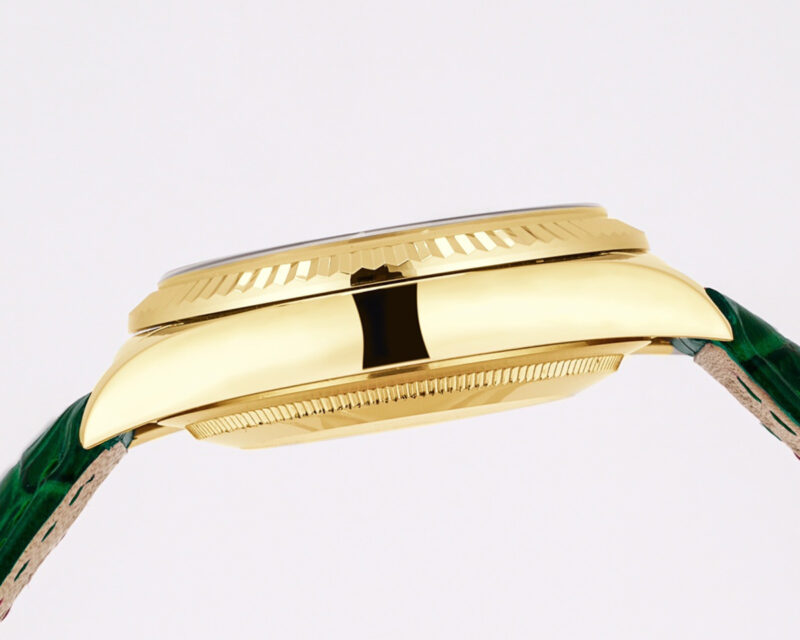 Day-Date 40 Green Dial in Yellow Gold on Leather Strap