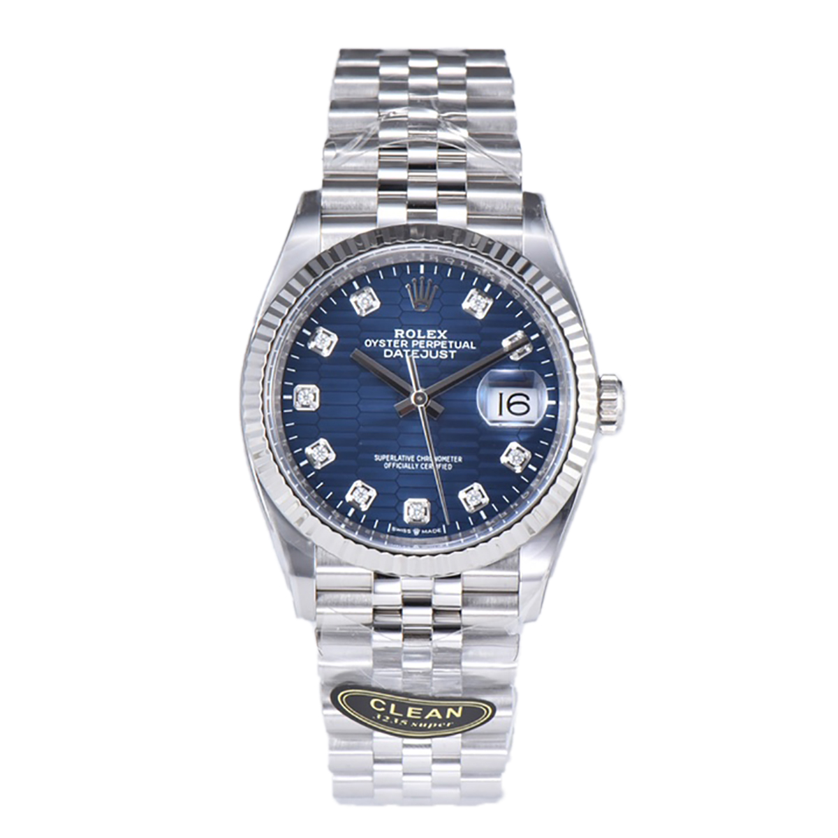 Datejust 36 126234 Blue Motif Dial with D1am0nd Marker in Steel in Jubilee Bracelet