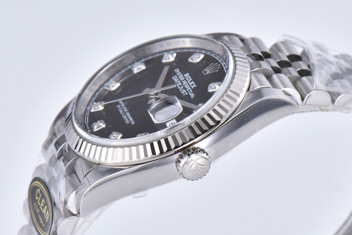 Datejust 36 126234 Bright Black Dial with D1am0nd Marker in Steel in Jubilee Bracelet