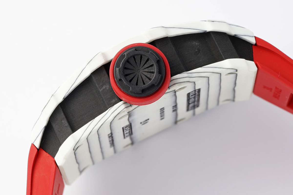 RM 035-01 Rafael Nadal White NTPT on Red Rubber Strap (Sonic)
