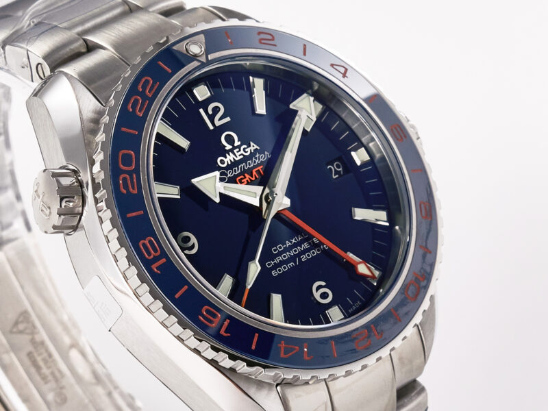 Planet Ocean 600M Co-Axial GMT 43.5mm VSF 1:1 Best Edition Blue Dial Blue Ceramic Bezel on SS Bracelet A8605 S*per Clone